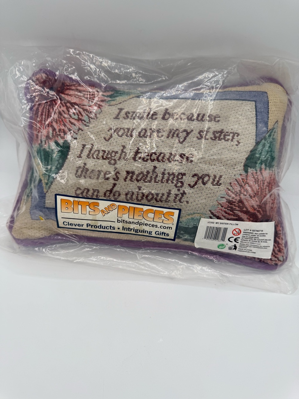 Bits and Pieces My Sister Tapestry Floral Sister Quote Pillow 14x10 Rectangle